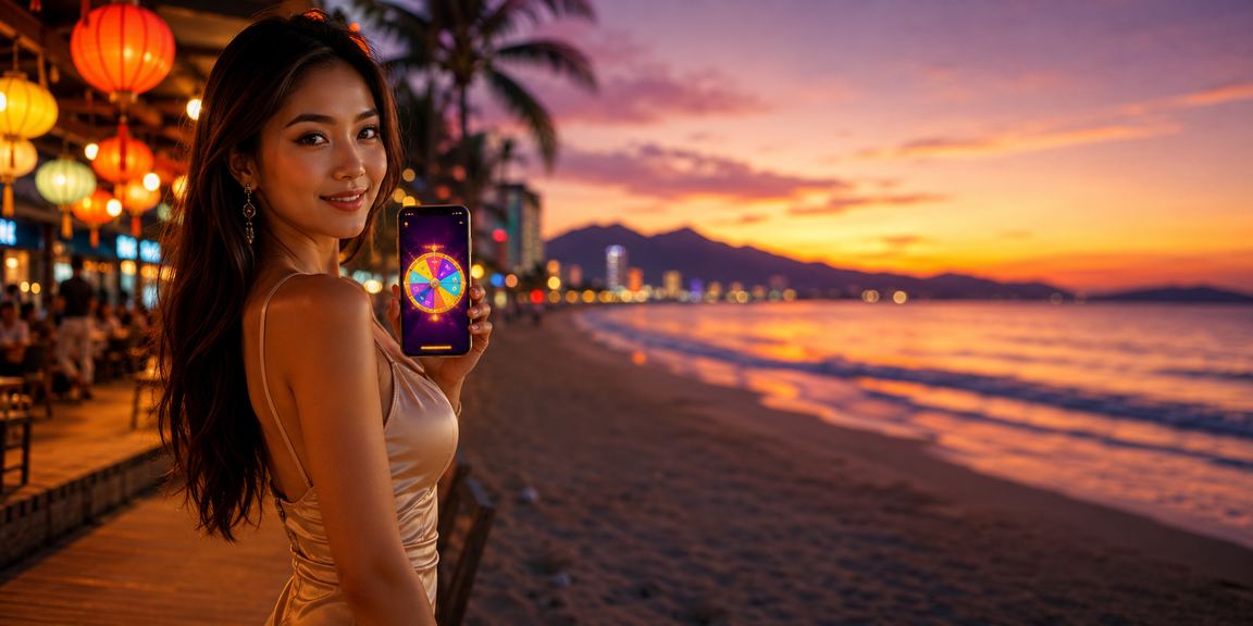 Bàn Roulette sôi động tại chợ đêm Đà Nẵng với ánh đèn neon rực rỡ